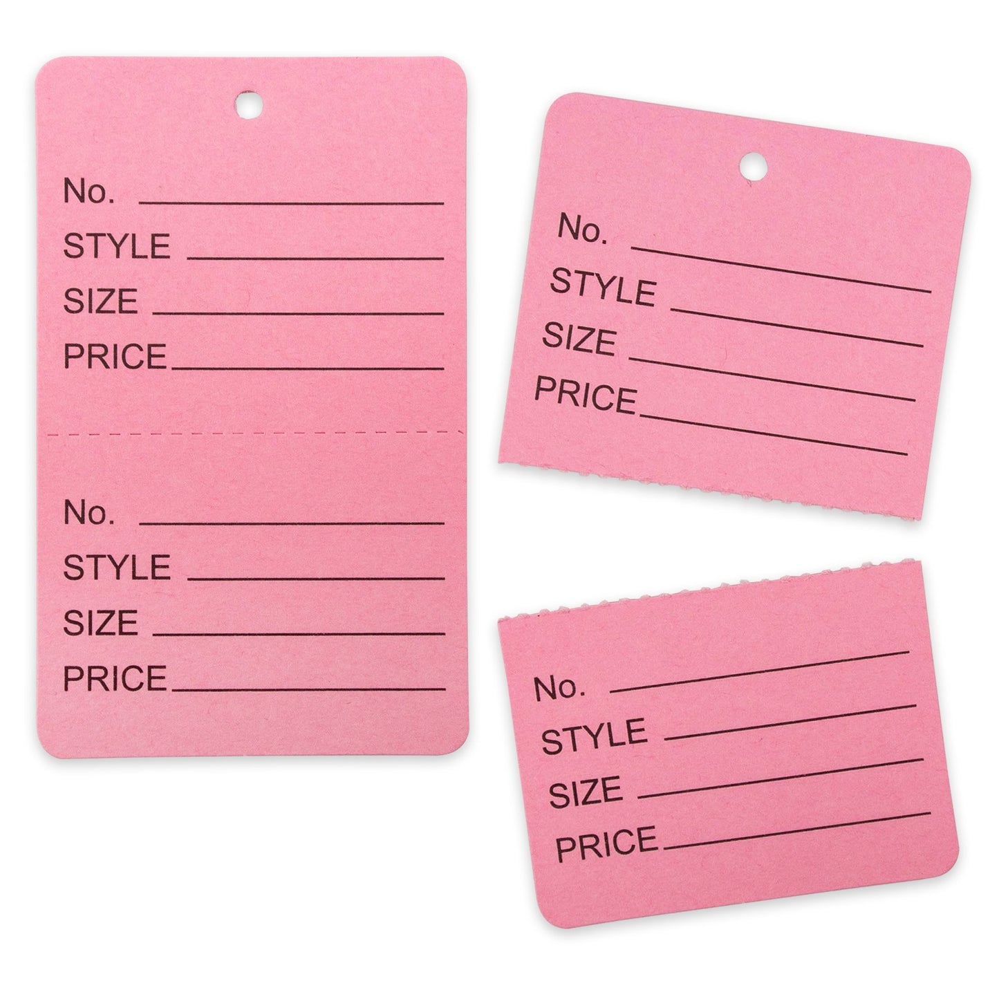 1000 Qty 1 3/4 x 2 7/8 (44x73mm) Assorted Unstrung Colored Price/Receipt Tags