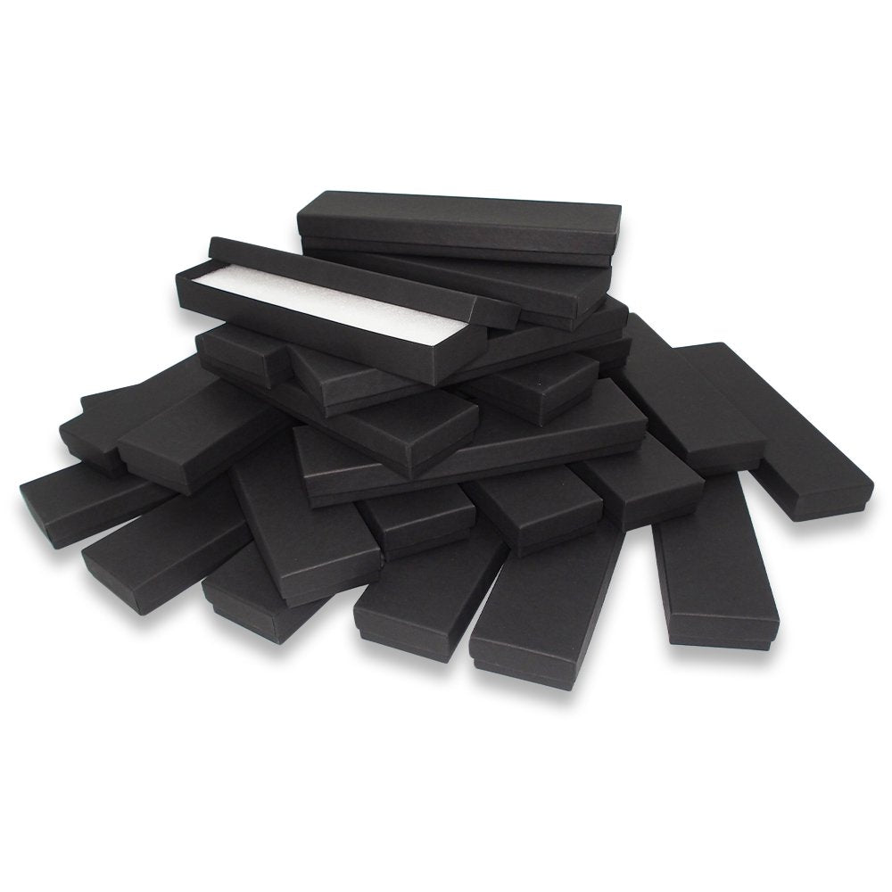 Matte Black-Kraft Cotton Filled Gift Boxes - Size 8" x 2" x 7/8"