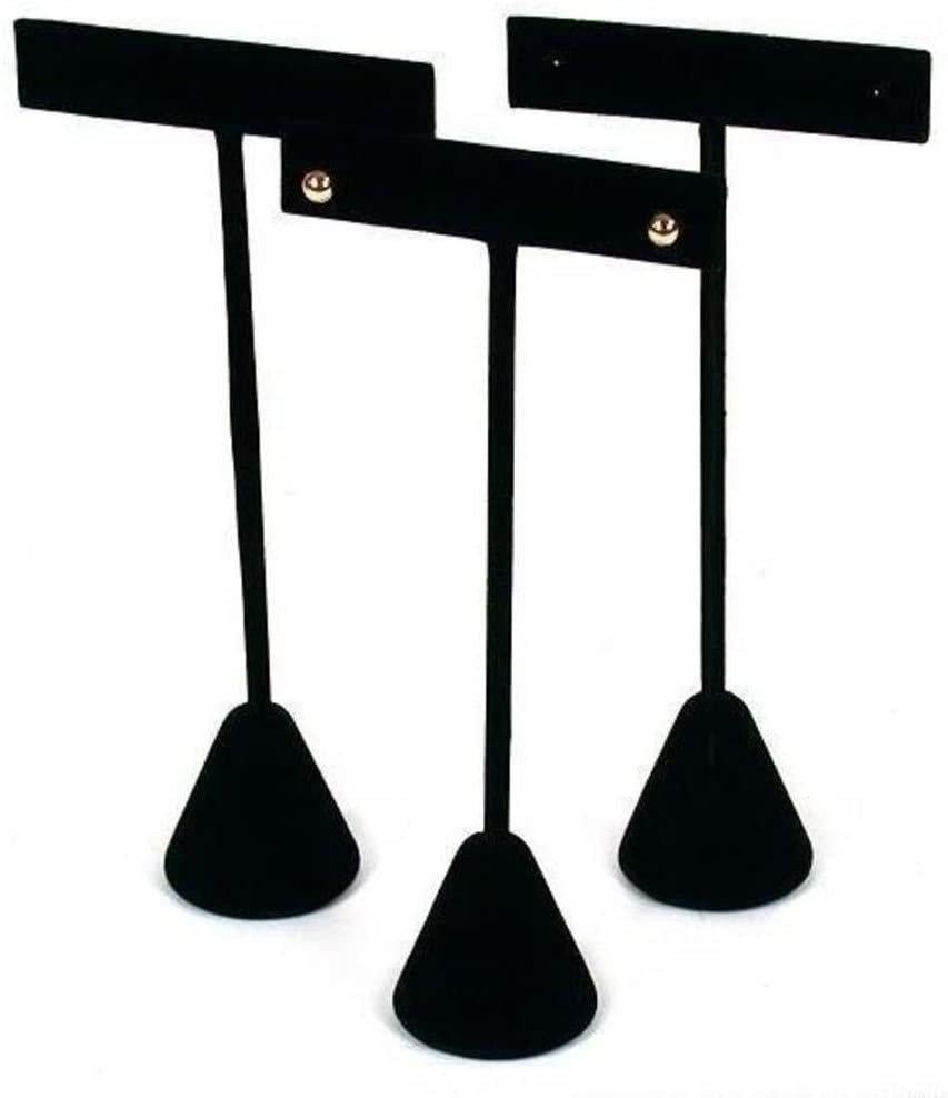 3 Qty Black Velvet 4.75" High Free-Standing Earring T-Stand Display