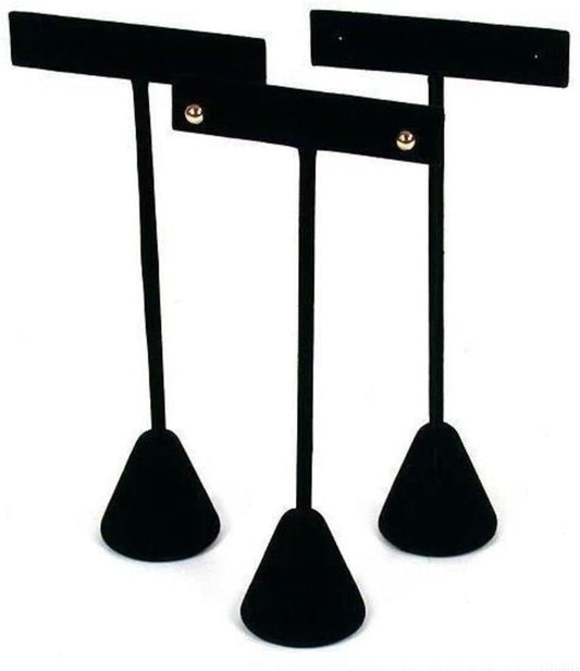 3 Qty Black Velvet 4.75" High Free-Standing Earring T-Stand Display