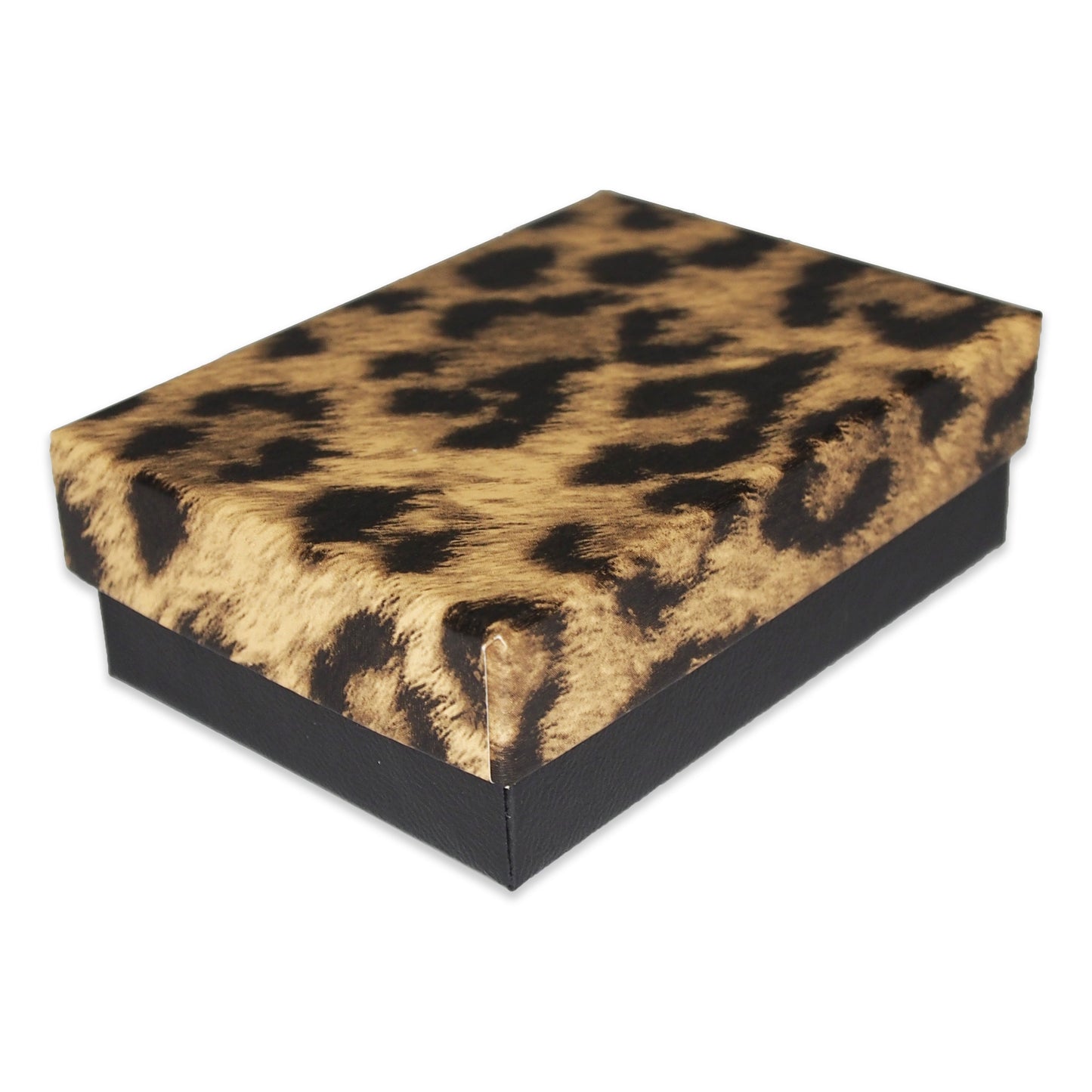 Leopard Pattern Cotton Filled Jewelry Gift Boxes - 3 1/4" x 2 1/4" x 1"