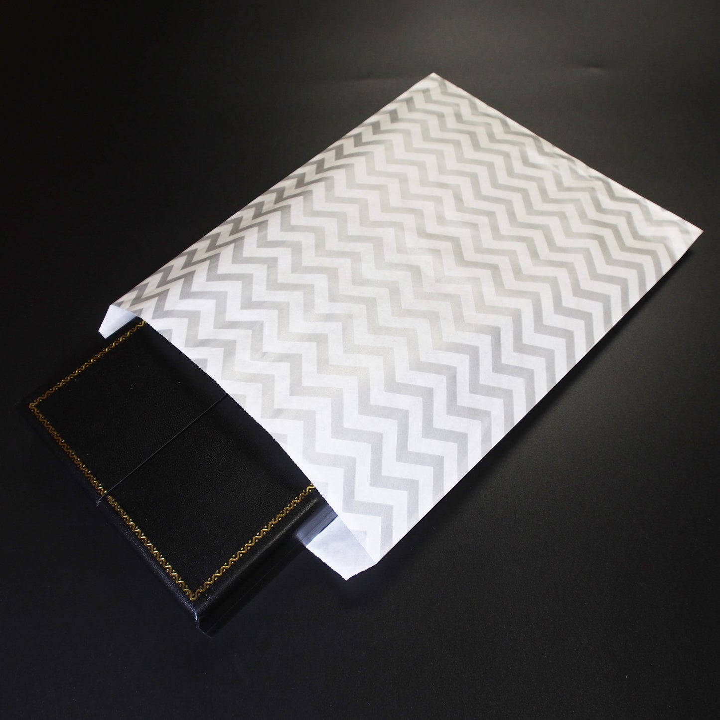 Silver Chevron Pattern on White Kraft Decorative Flat Paper Gift Bags