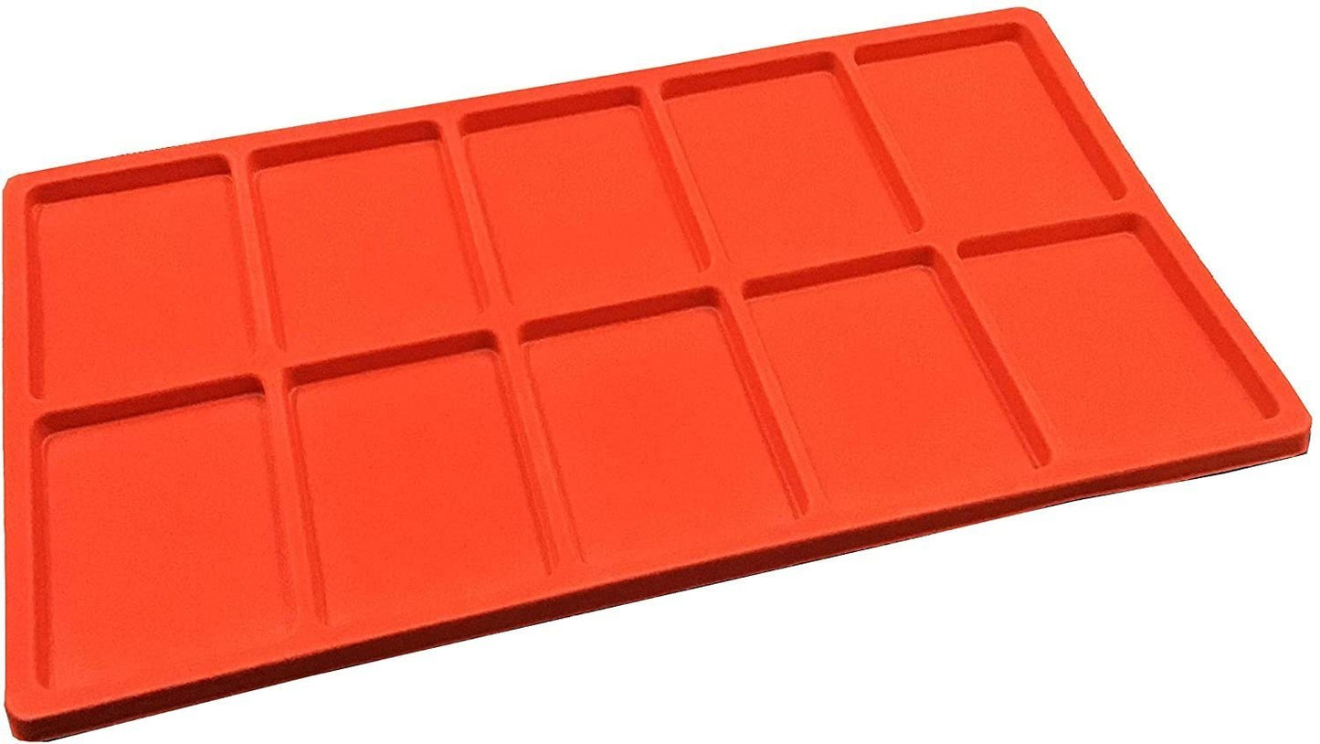 N'icePackaging - 10 Slot (2 1/2" x 3 3/8") Flocked Storage Tray Inserts - for Merchandise Jewelry & Organization - 14 1/8" x 7 5/8" x 1/2"