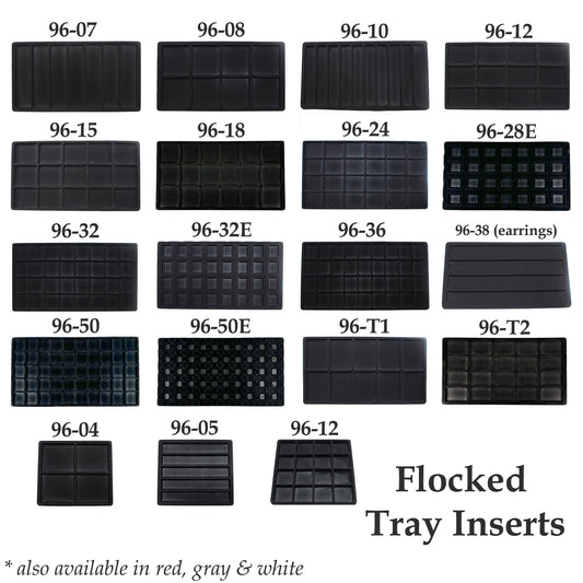N'icePackaging 12 Qty Cowhide-Black 28 Earring Slot Flocked Storage Tray Inserts - for Merchandise Jewelry & Organization