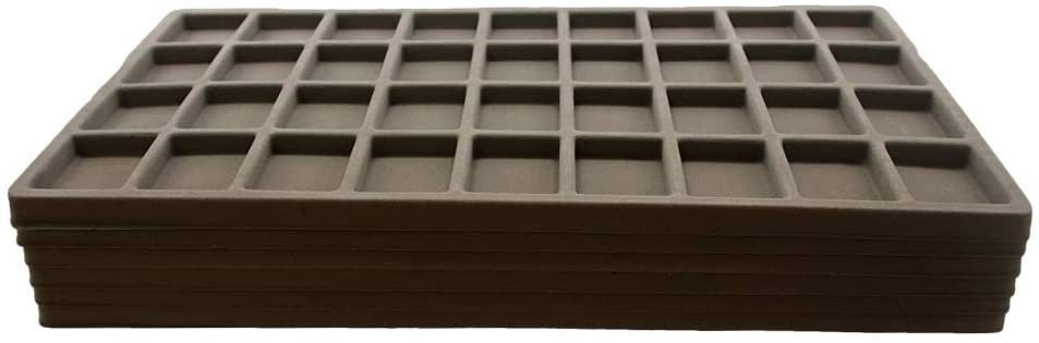 N'icePackaging - 36 Slot (1 1/2" x 1 3/4") Flocked Storage Tray Inserts - for Merchandise Jewelry & Organization - 14 1/8" x 7 5/8" x 1/2"