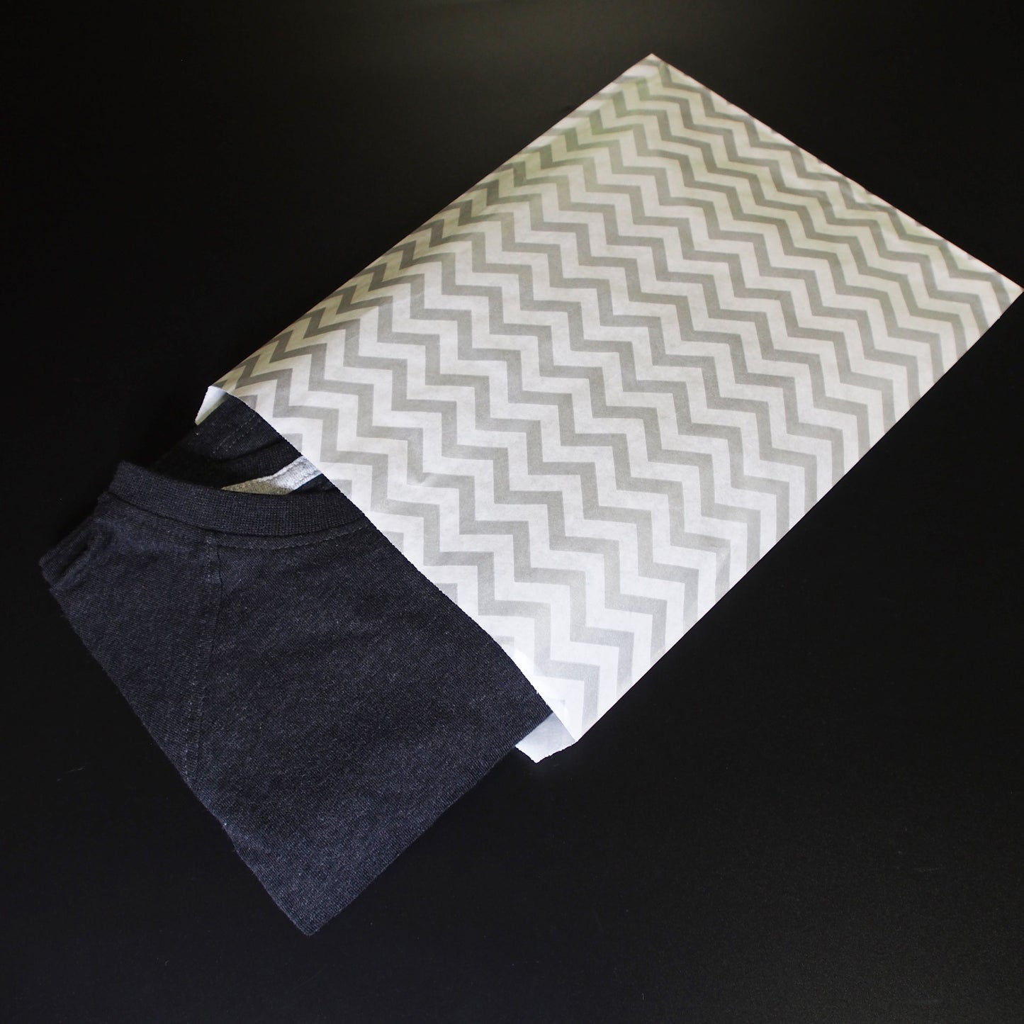 Silver Chevron Pattern on White Kraft Decorative Flat Paper Gift Bags