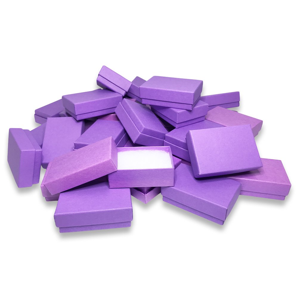 10 Qty USA-Made Purple Cotton Filled Gift Boxes - 2 7/16" x 1 5/8" x 13/16"