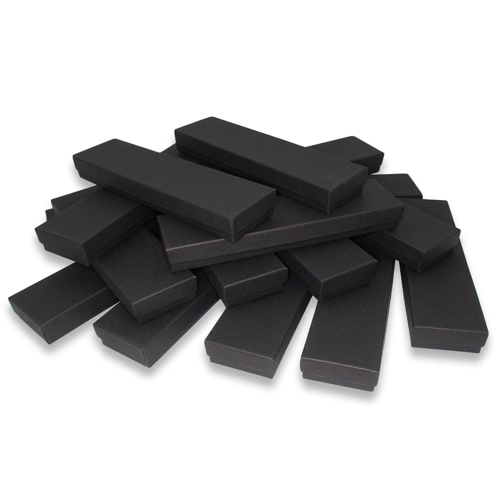 Matte Black-Kraft Cotton Filled Gift Boxes - Size 8" x 2" x 7/8"