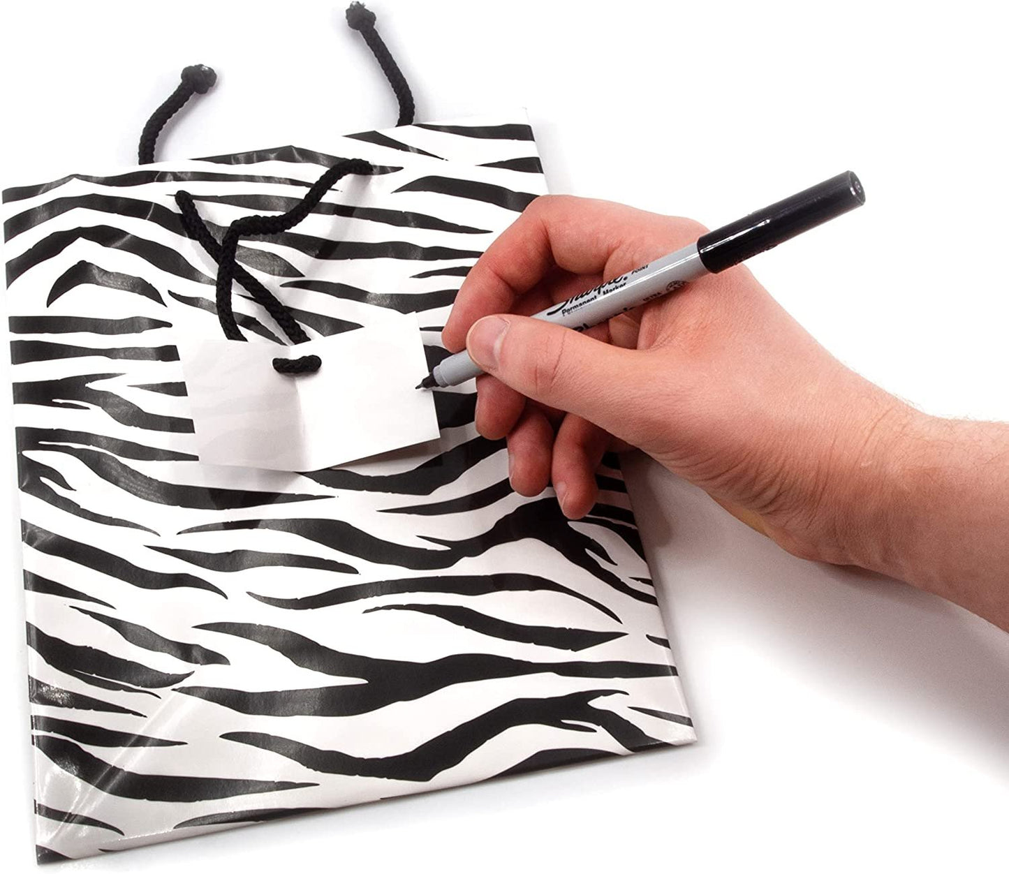 Zebra Paper Tote Gift Bags Great for parties, promotions and more.