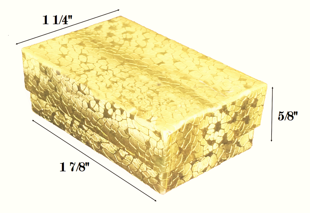 Gold Foil Cotton Filled Box: 1 7/8" x 1 1/4" x 5/8"H