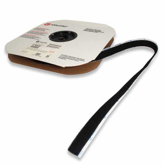 Black Velcro® hook and loop attachment strip - 25yd roll
