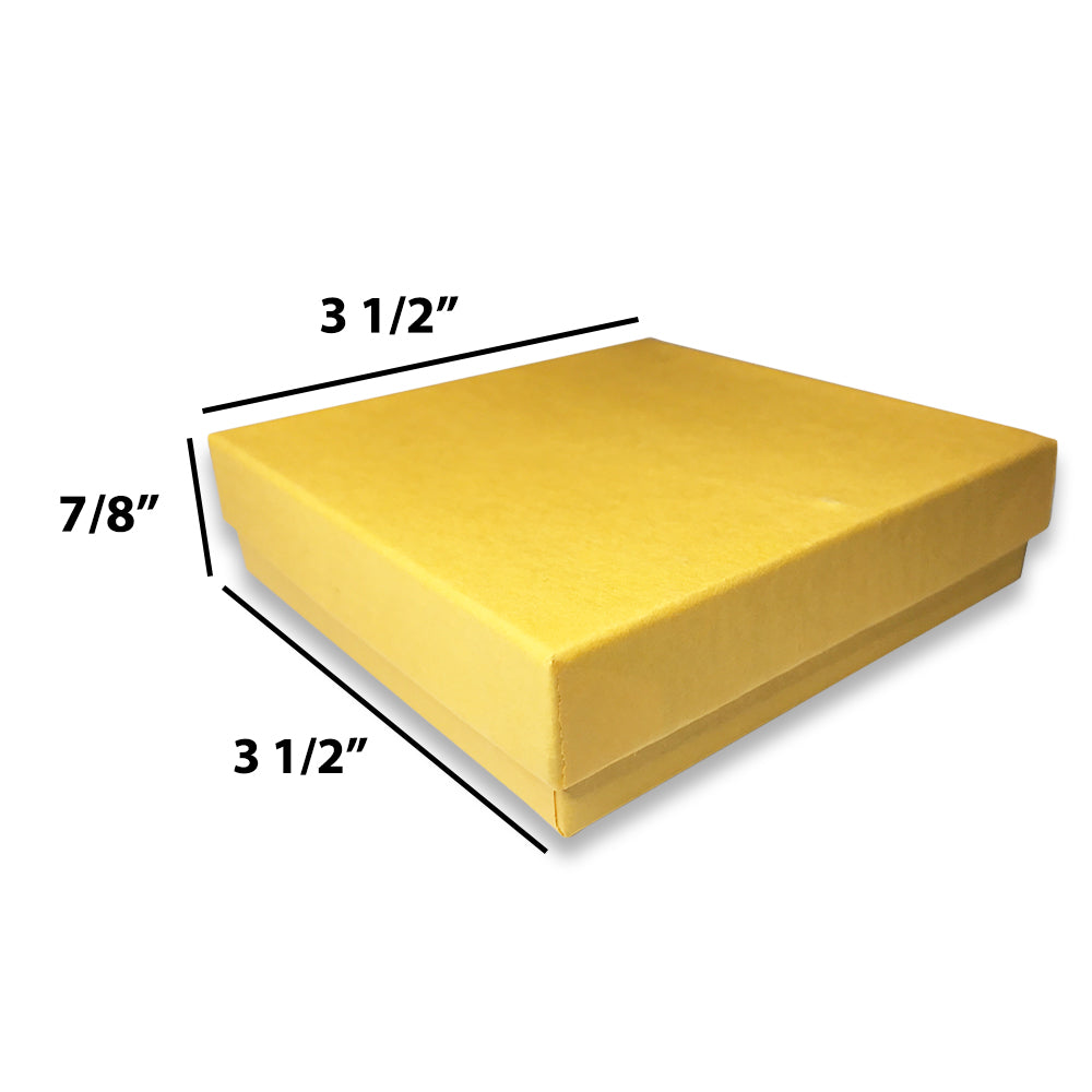 Yellow Kraft Cotton Filled Box 3 1/2" x 3 1/2" x 7/8"H