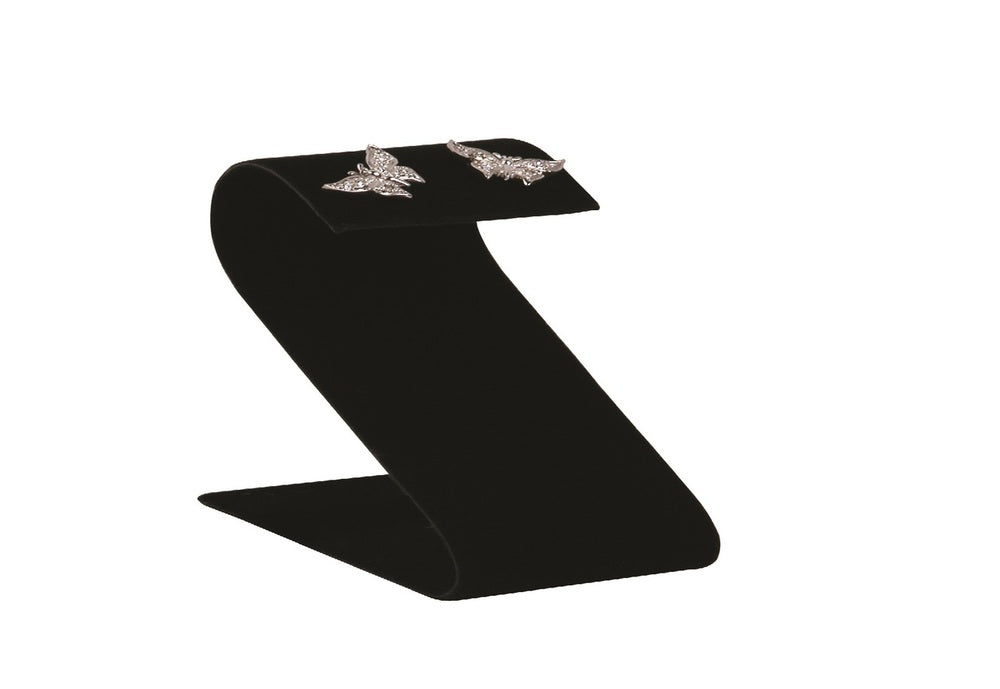 Black S Shape Short Curved Earring Display