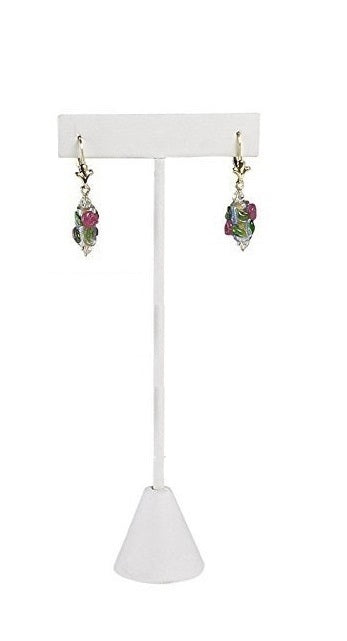 White Single Earring Display T Shape 6 3/4"H
