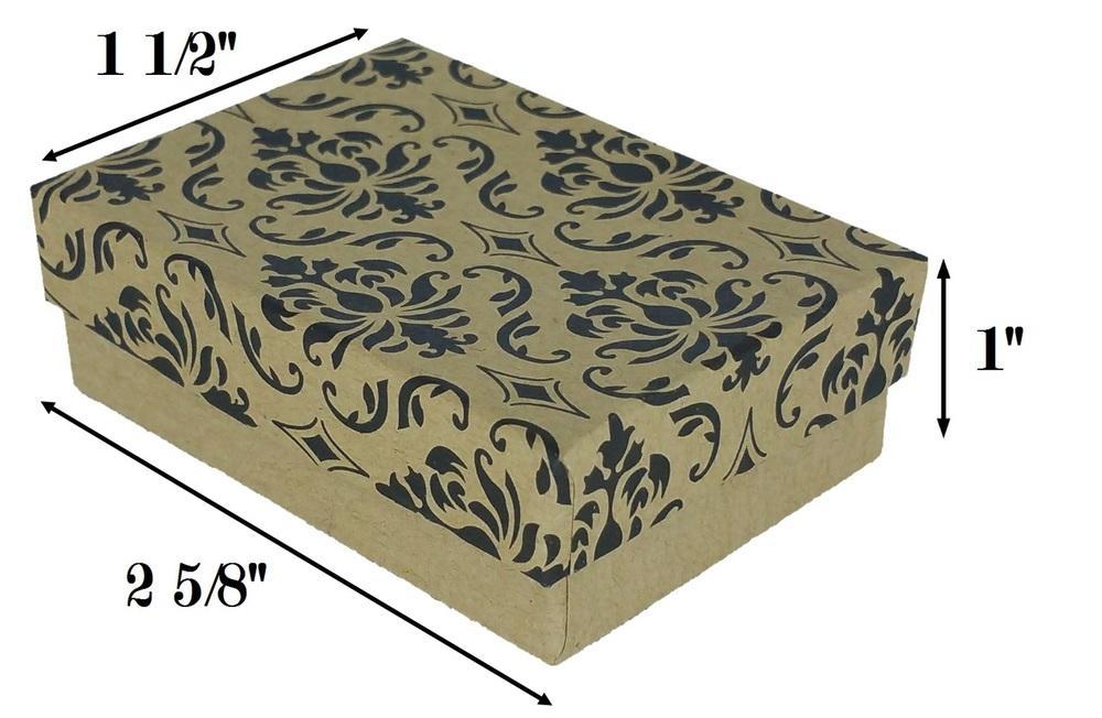Damask Print Cotton Filled Box: 2 5/8" x 1 1/2" x 1"H
