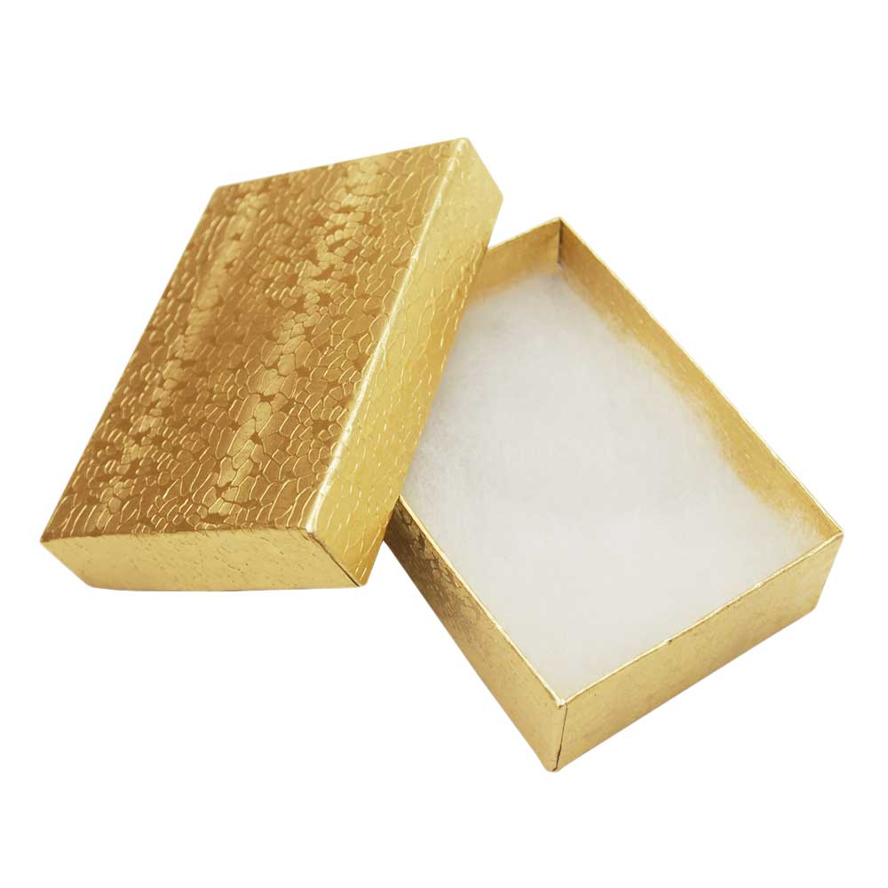 Gold Foil Cotton Filled Boxes - (10 Boxes/Pack)