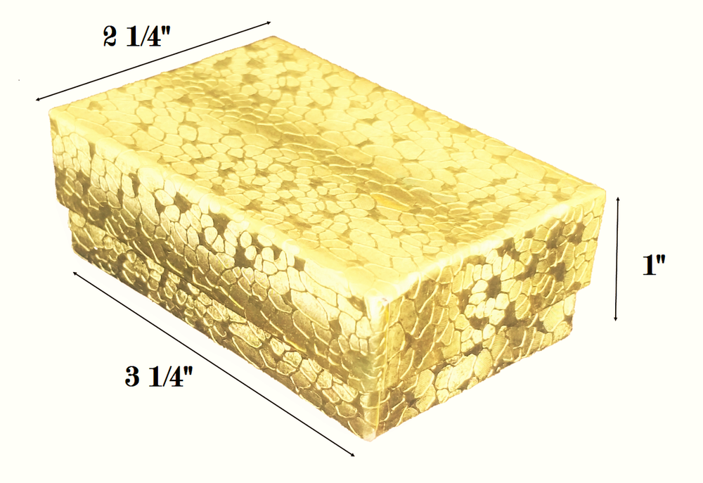 Gold Foil Cotton Filled Box: 3 1/4" x 2 1/4" x 1"H