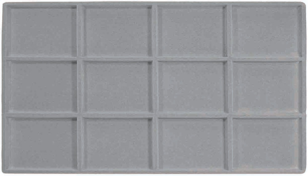 Grey 12 Compartment Full Size Jewelry Display Tray Inserts