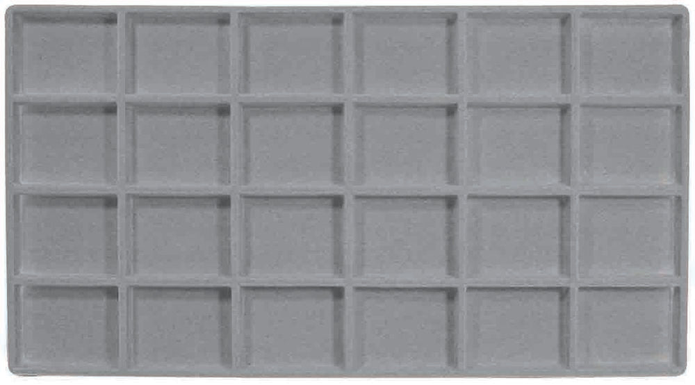 Grey 24 Compartment Jewelry Flocked Tray Insert Liner