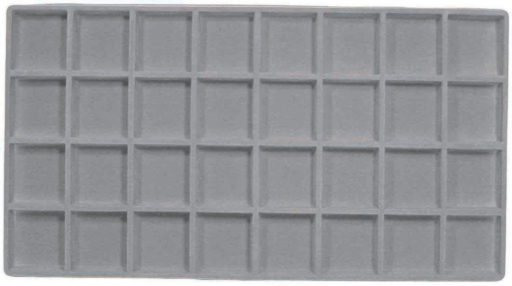 Grey 36 Compartment Flocked Tray Jewelry Insert Liner