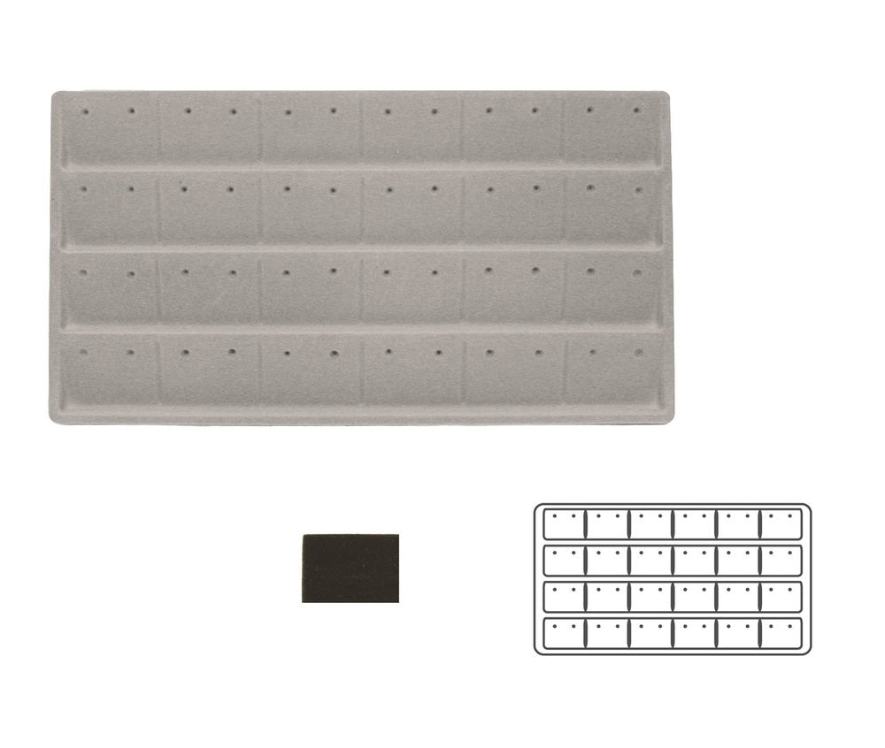Black 38 Compartment Earring Flocked Tray Insert