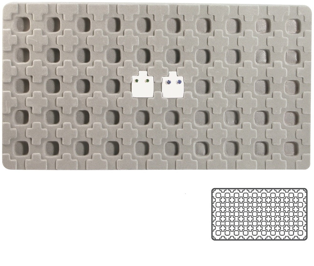 Grey 50 Compartment Puff Earring Card Flocked Tray Insert
