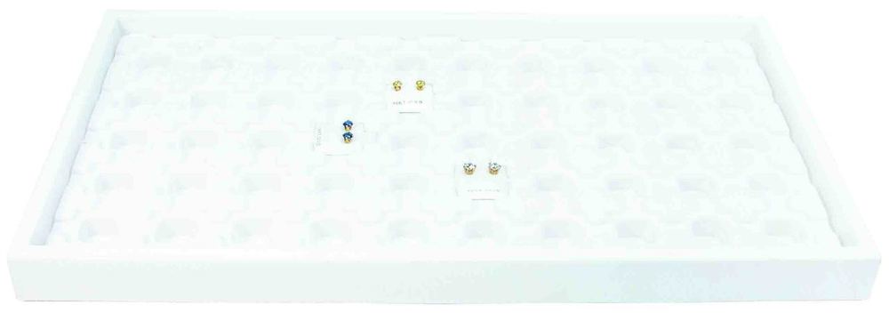 White 50 Compartment Puff Earring Card Flocked Tray Insert