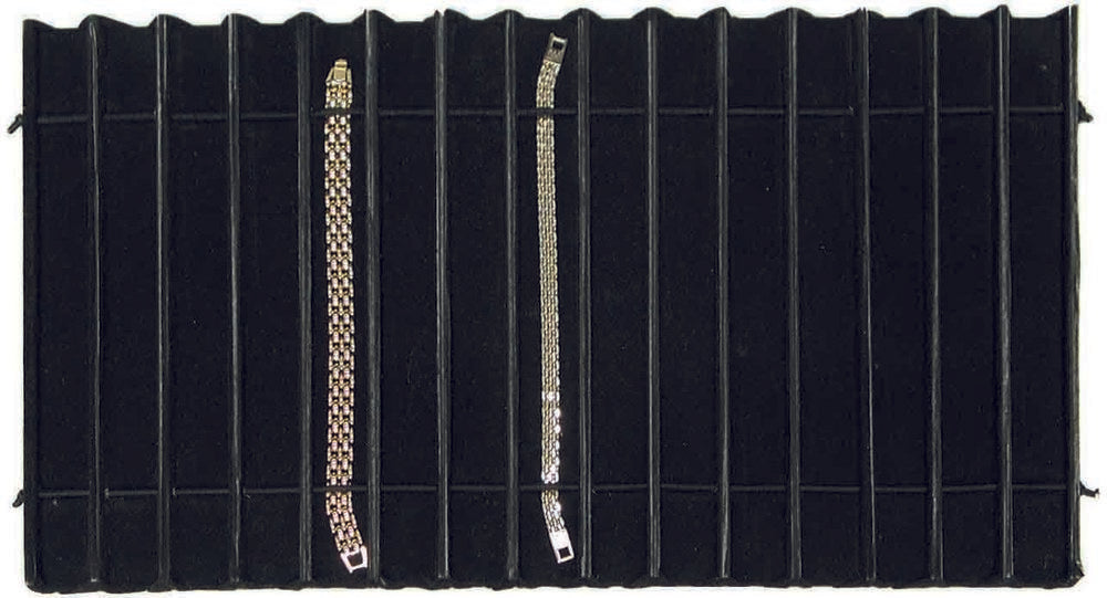 Black Faux Leather 15 Section Deluxe Bracelet Jewelry Insert Liner