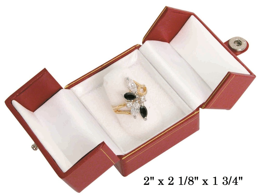 Red Finger Ring Snap-Tab Leatherette Box