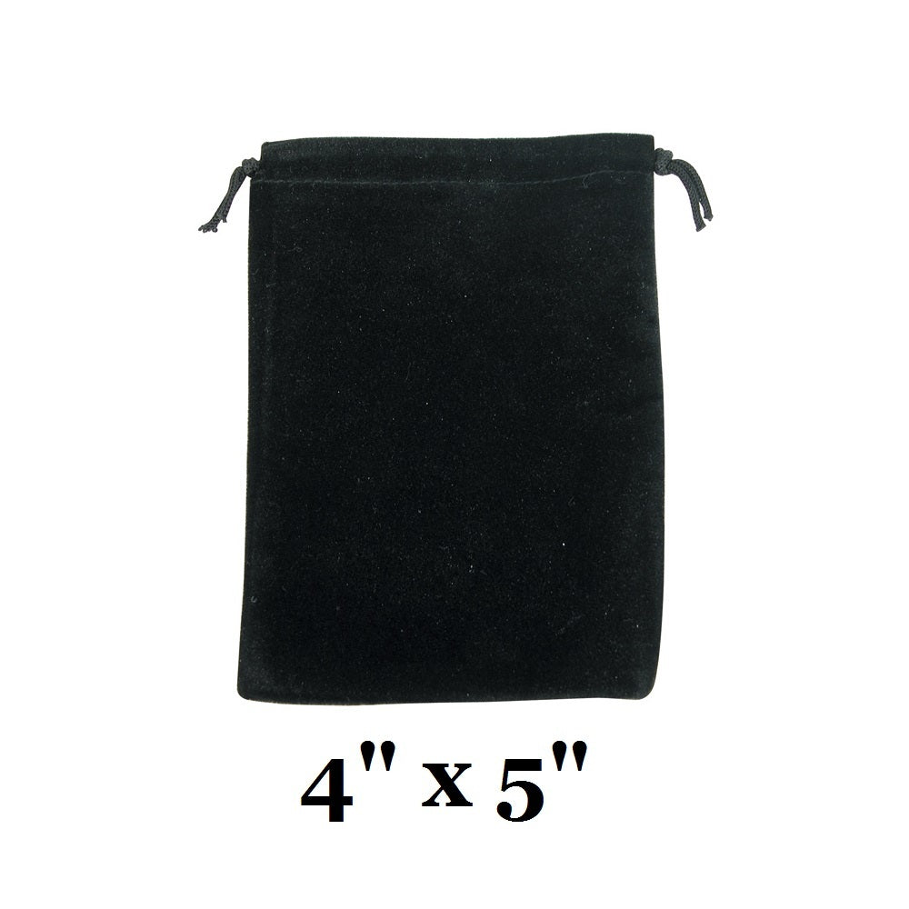 Black Ultra-Soft Velvet Drawstring Bags - 12 Bags/Pk (4" x 5"H)