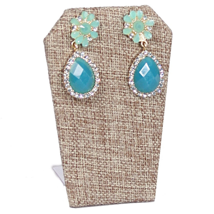 Burlap Fabric Single Slant-Edge Earring Display Stand