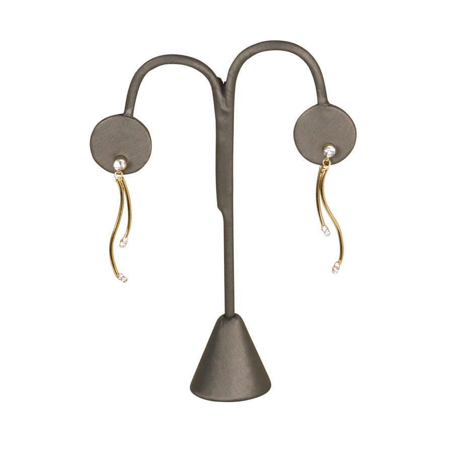 Grey Faux Leather Single Earring Display Tear Drop Shape 5 1/4"H