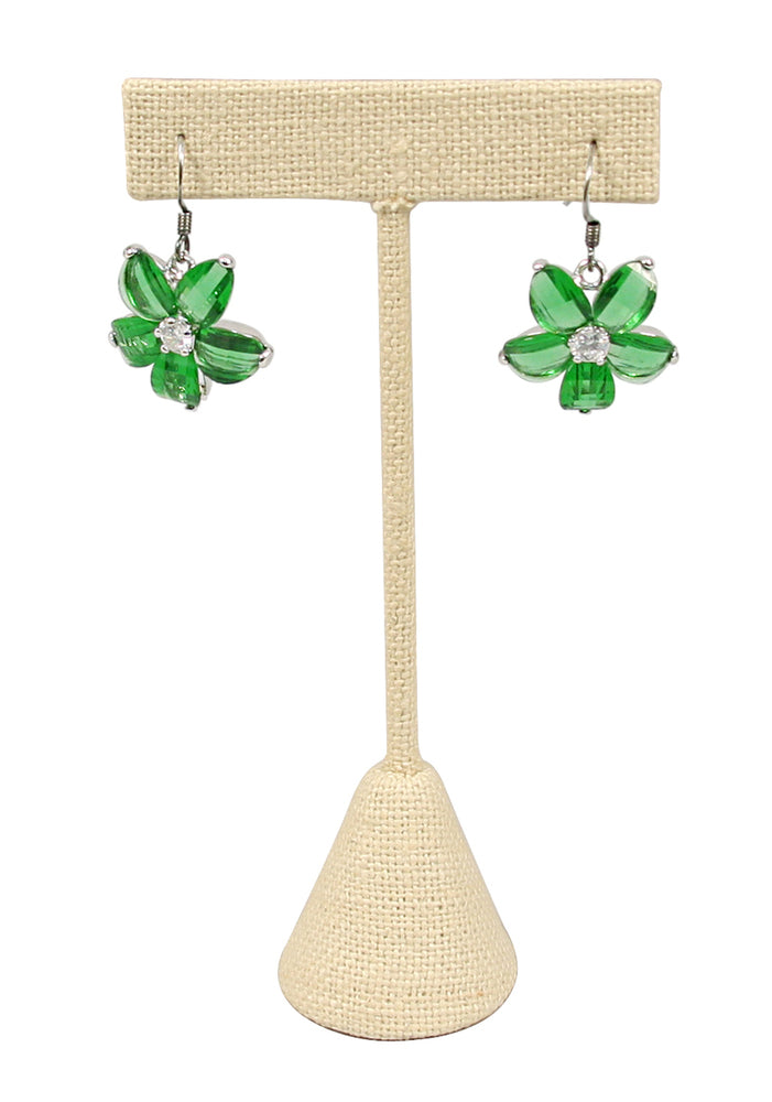 Beige Linen Single Earring T-Stand 5 3/4"H Display