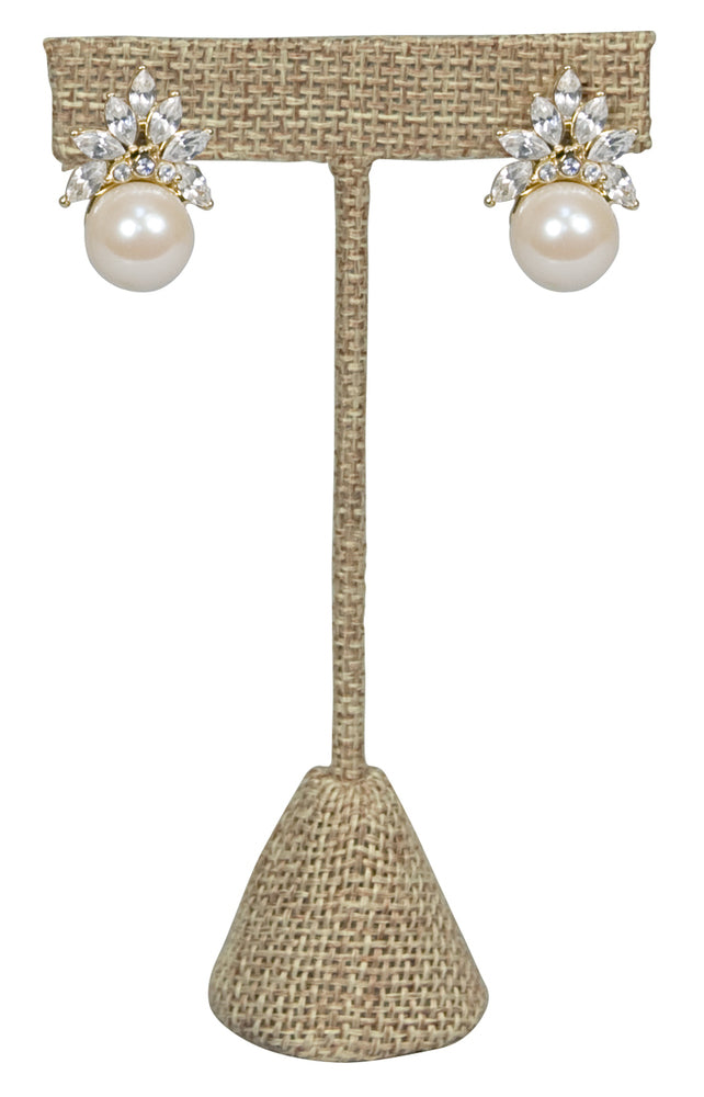 Burlap Fabric Single Earring T-Shape 4 3/4"H Display