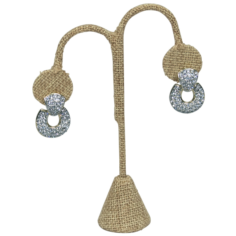 Burlap Fabric Single Earring Display Tear Drop Shape 6 1/4"H