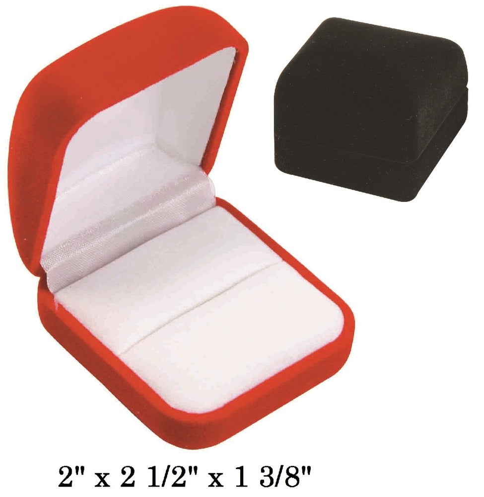 Soft Flocked Black Velour Large Ring Gift Box