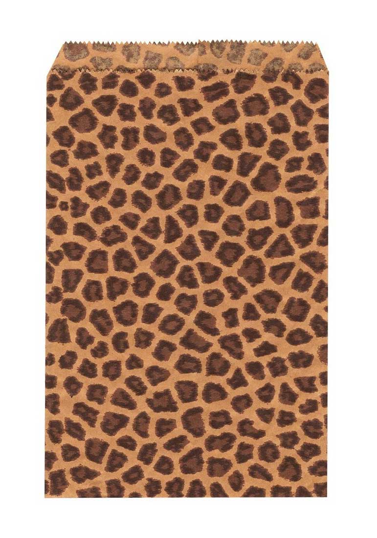 Animal Pattern Flat Paper Bags -100Bags/Pack - multiple colors & sizes available