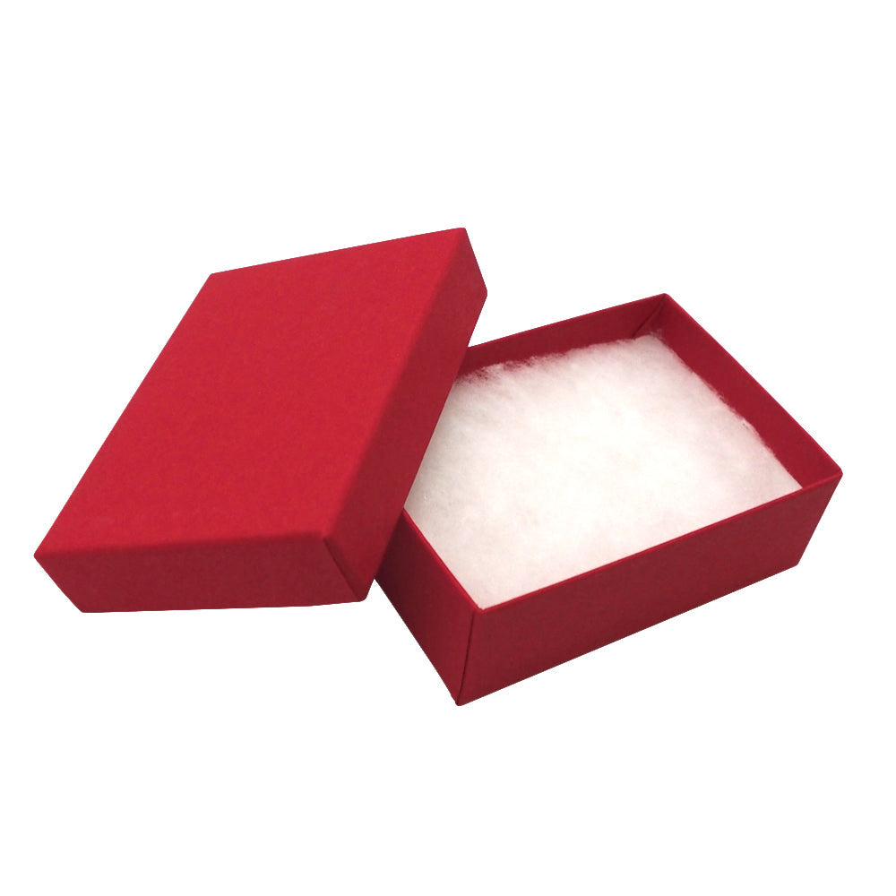 Red Kraft Cotton Filled Box Open to show cotton filling liner