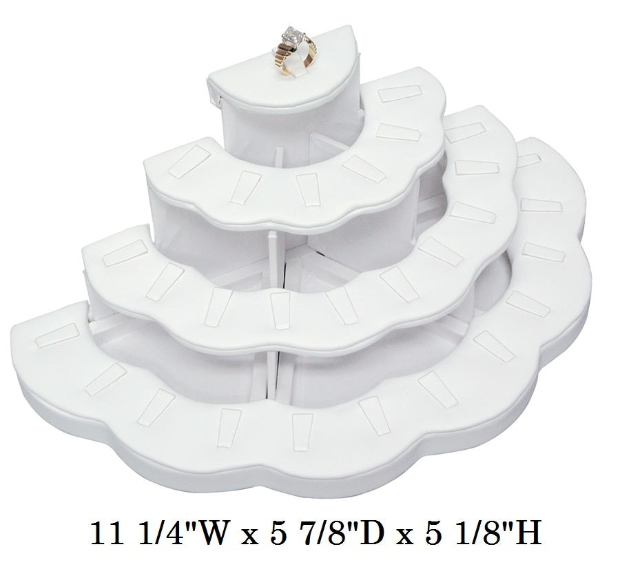 White Multi-tiered Ring Jewelry Display - 29-Ring Clips
