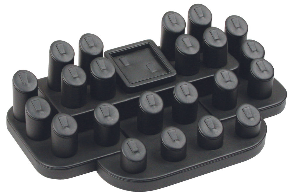 Black Leatherette 24 Ring Cylinder shape Jewelry Display Platform
