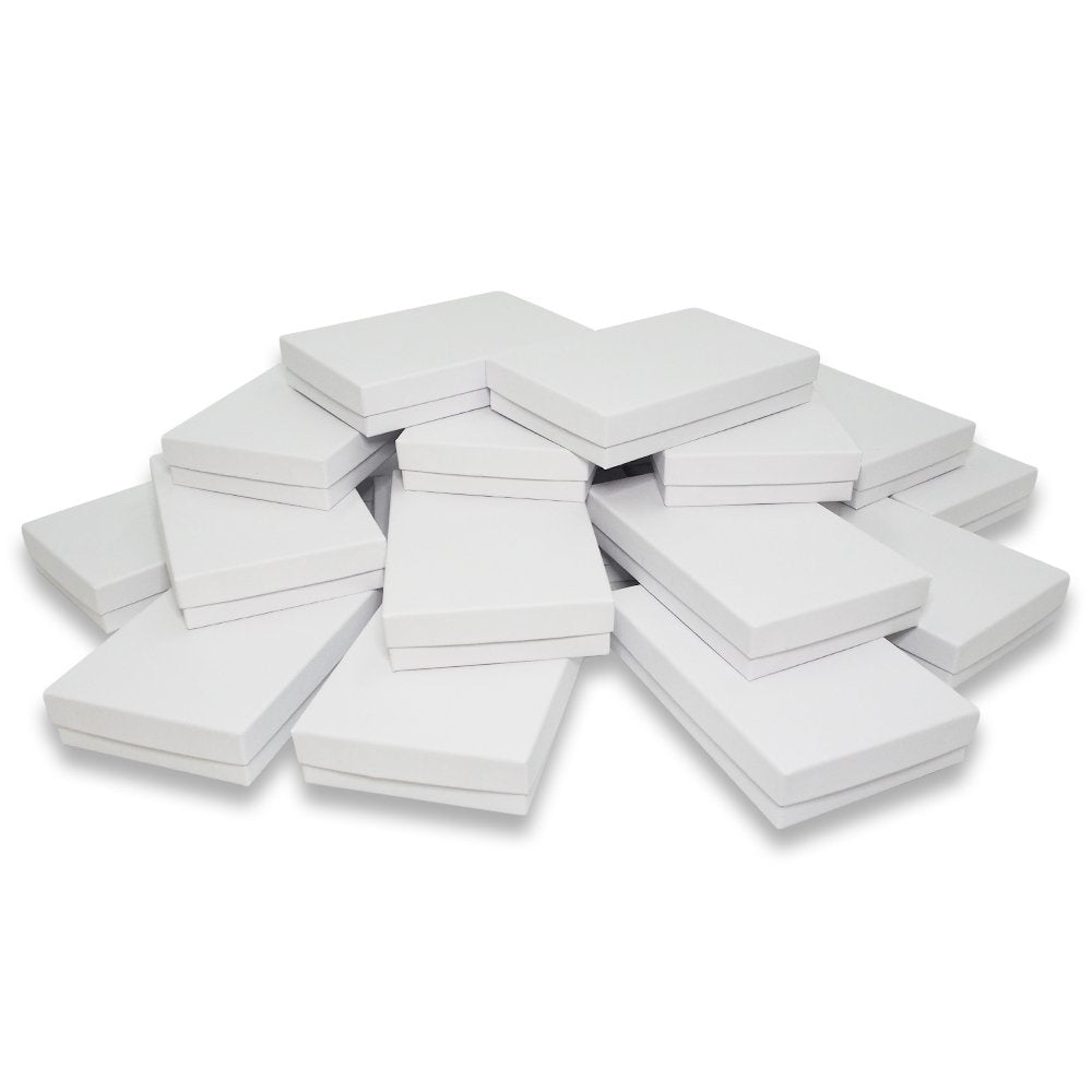 N'icePackaging - Matte-White Kraft Cotton Filled Gift Boxes - Size 5 7/16" x 3 1/2" x 1" - USA Made - Stampable -Holidays/Birthdays/Sales/Storage/Display/Travel
