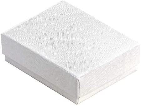 N'icePackaging - 10 Qty White Swirl Imported Cotton Filled Cufflink Jewelry Boxes - for Large Rings/Cufflinks/Earrings/Lockets & Keepsakes - 2 5/8" x 1 1/2" x 1"