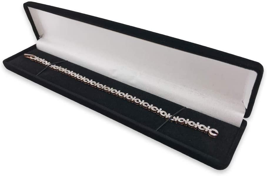 N'icePackaging - 1 Qty - Premium Flocked Velour Jewelry Box - For Rings / Bracelets / Bangles / Earrings / Watches