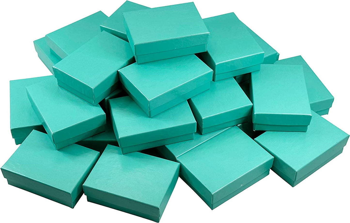 N’icePackaging – 100 Qty - Aqua Blue Cotton Filled Gift Boxes - Size 2 7/16" x 1 5/8" x 13/16" - USA Made - Holidays/Birthdays/Sales/Storage/Display/Travel