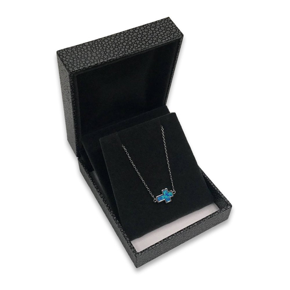 Grey Shagreen Embossed Jewelry Box w/ Matte-Black Packer Box