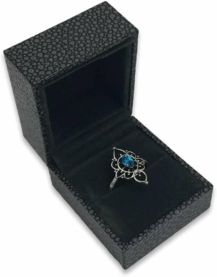Grey Shagreen Embossed Jewelry Box w/ Matte-Black Packer Box