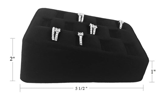 N'ice Packaging 12 Ultra-Lightweight Ring Slotted Ring Organizer and Showcase Display Stand, Angled 12 Ring Display Tray