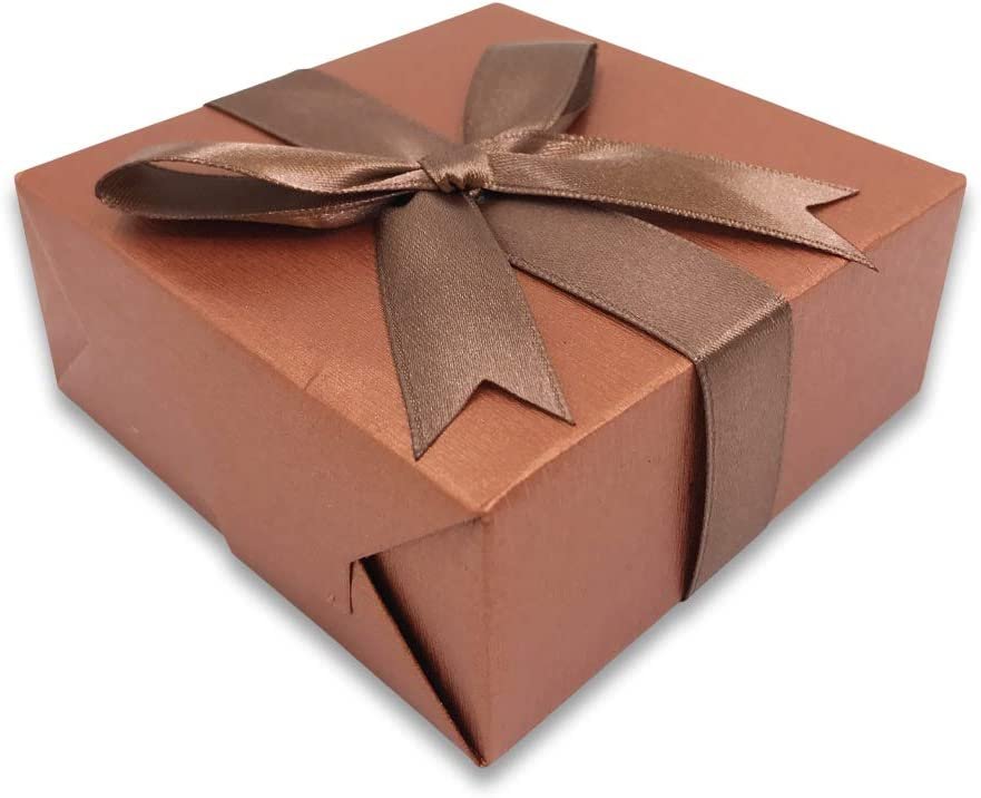 N'icePackaging - 3 Qty - Pre-Wrapped Paper Jewelry Gift Box with Pre-Folded Bow-Tie Sleeve and Velvet Insert (Copper OR Silver)