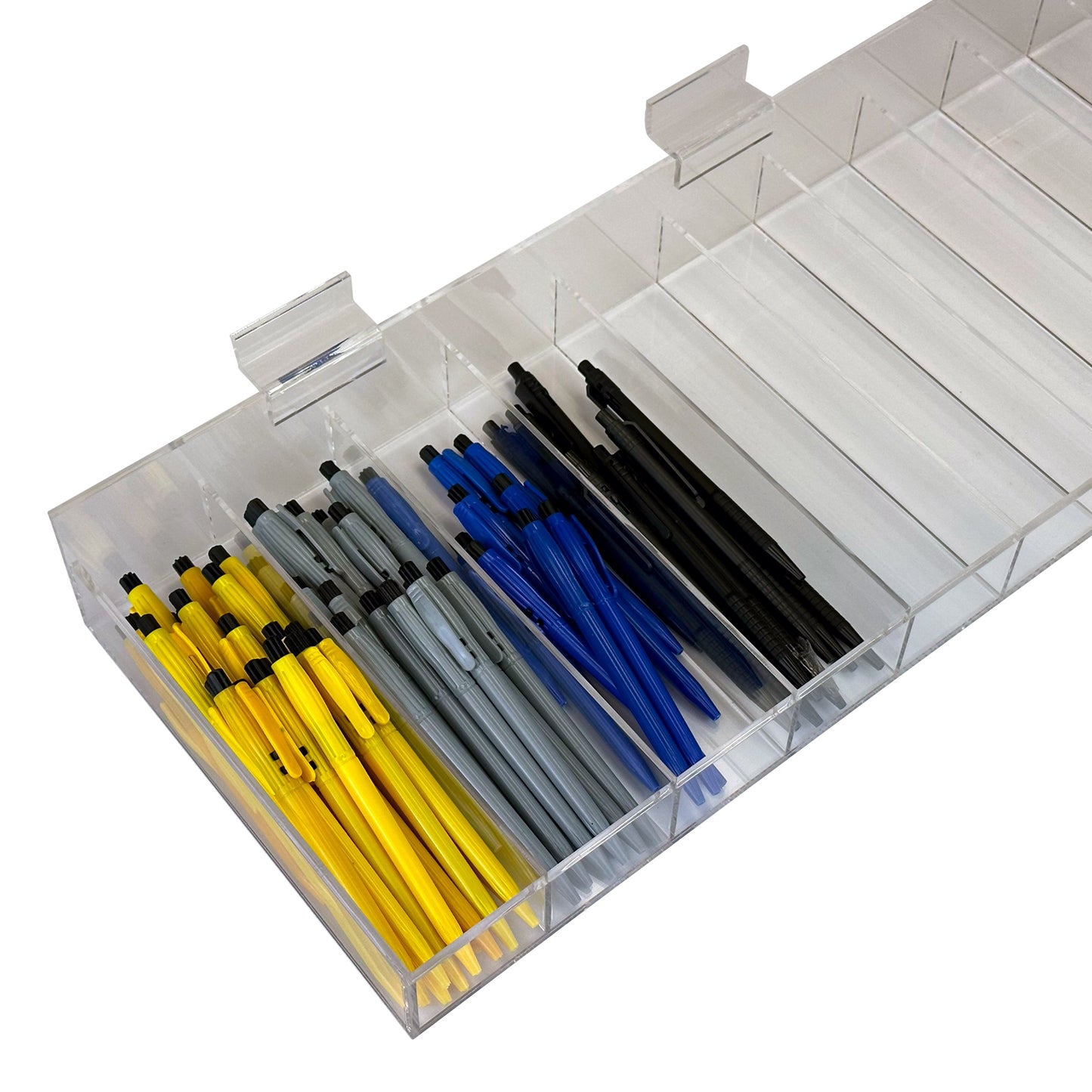 Acrylic Slatwall Display Bin – Multi-Compartment 2.25” Deep