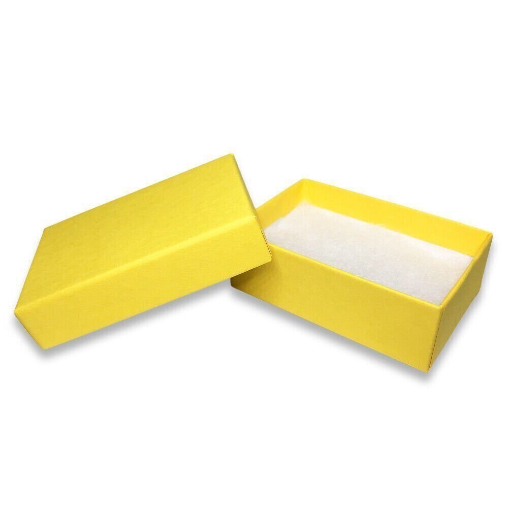 10 Qty - USA-Made Yellow Cotton Filled Gift Boxes - 2 7/16" x 1 5/8" x 13/16"